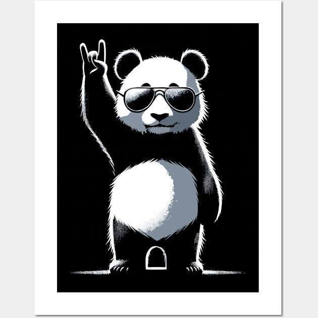 Retro Panda Rock Music Gift Funny Panda Wall Art by KsuAnn